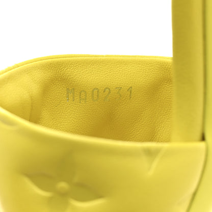 Louis Vuitton Lambskin Embossed Monogram Revival Mules 38 Neon Yellow 9 of 10