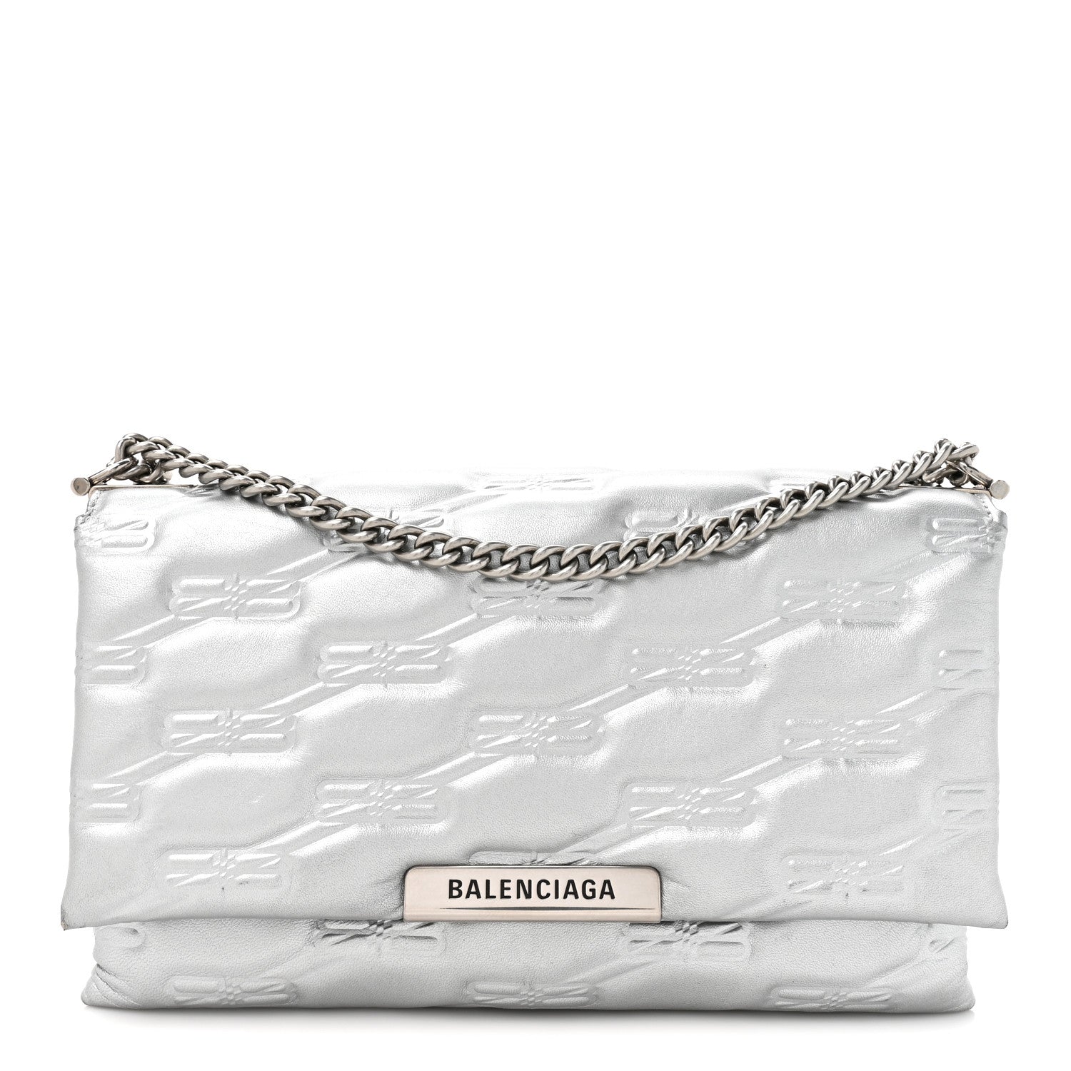 Balenciaga Nappa Allover License BB Monogram Embossed Medium Triplet Bag Silver 1 of 16