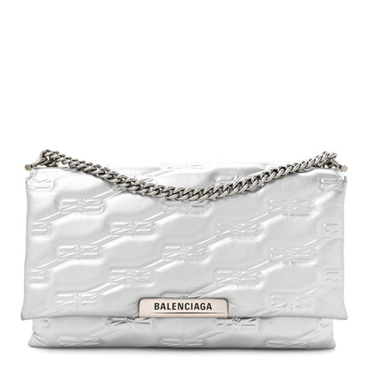 Balenciaga Nappa Allover License BB Monogram Embossed Medium Triplet Bag Silver 1 of 16