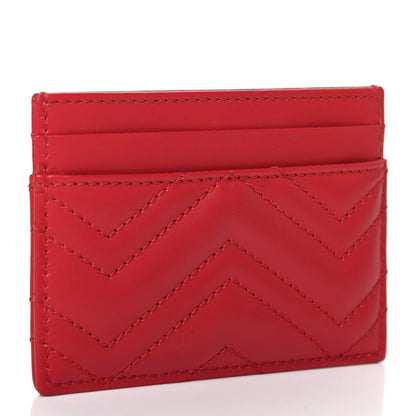 Gucci Calfskin Matelasse GG Marmont Card Holder Hibiscus Red 2 of 4