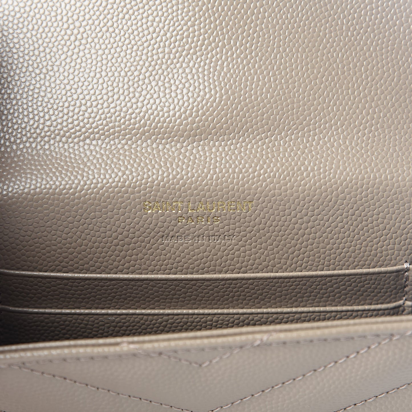 Grain De Poudre Matelasse Chevron Small Monogram Envelope Wallet Dark Beige