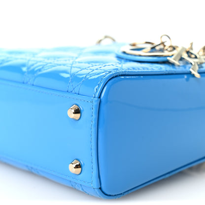 Christian Dior Patent Cannage Mini Lady Dior Blue 10 of 10