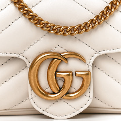 Gucci Calfskin Matelasse Super Mini GG Marmont Shoulder Bag White 14 of 23
