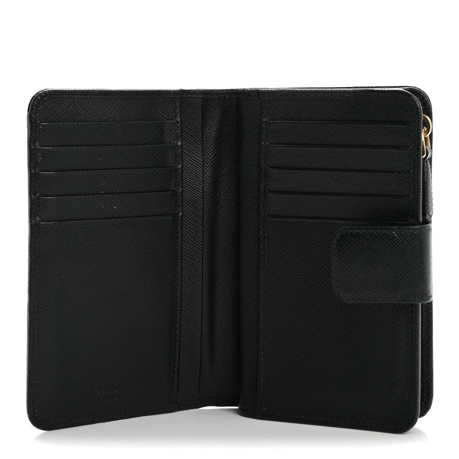 Prada Saffiano Metal Compact Wallet Black 5 of 15