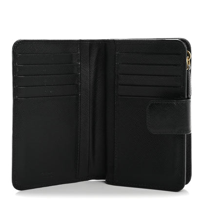 Prada Saffiano Metal Compact Wallet Black 5 of 15