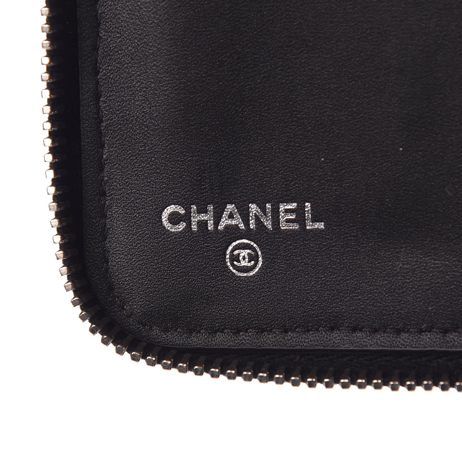 Chanel Glittered Calfskin Quilted Large Gusset Zip Wallet Black 6 of 8