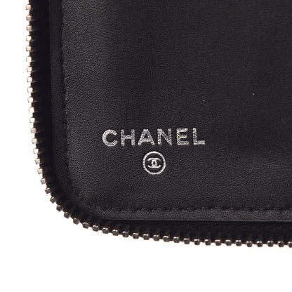 Chanel Glittered Calfskin Quilted Large Gusset Zip Wallet Black 6 of 8