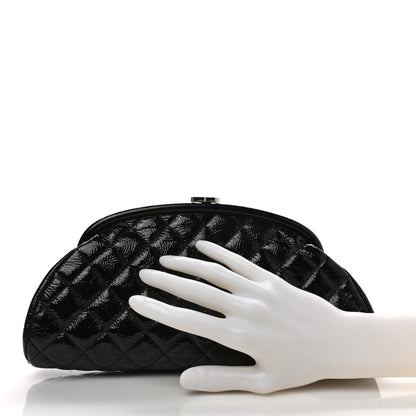 Chanel Distressed Patent Quilted Timeless Clutch Black 2 of 6