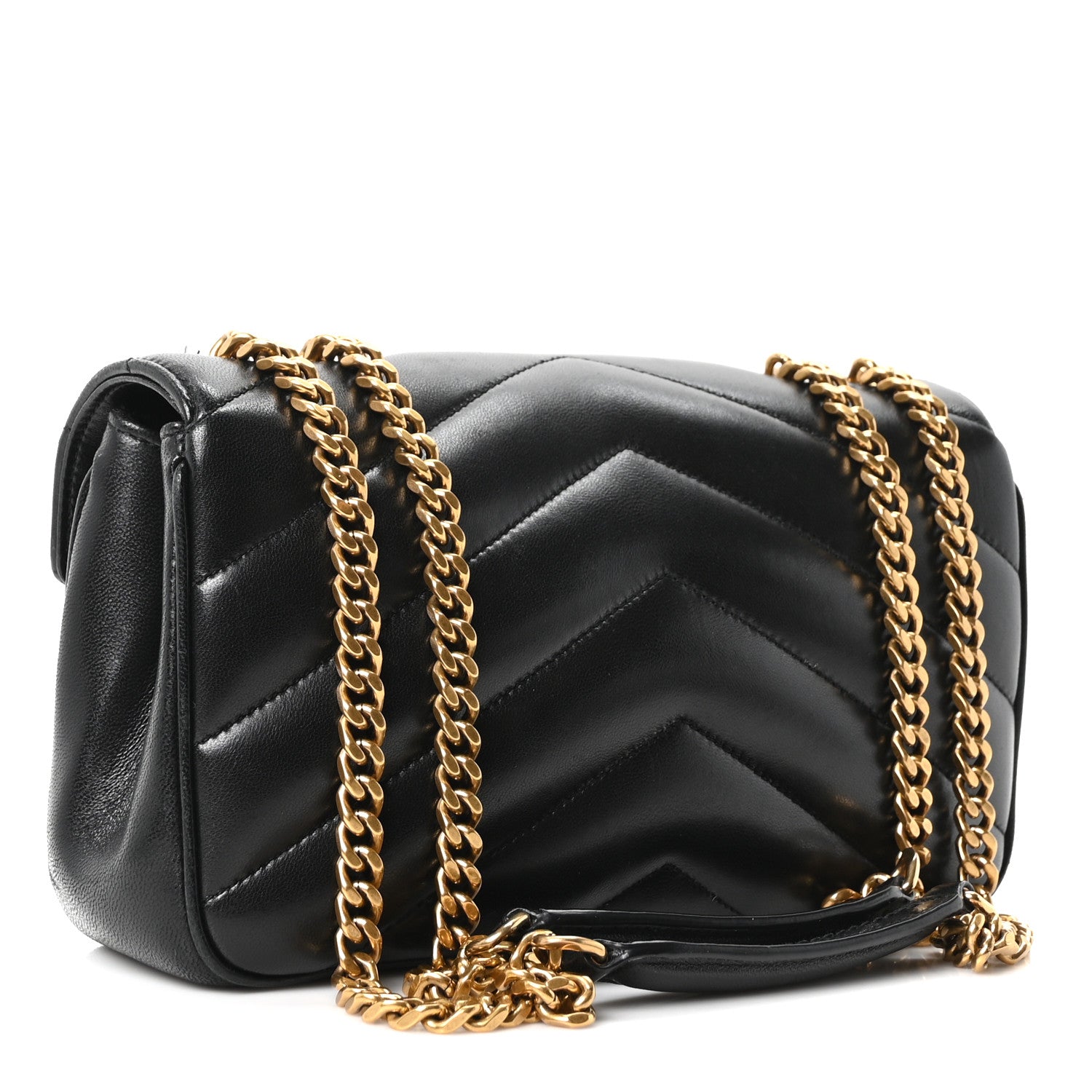 Saint Laurent Lambskin Chevron Quilted Small Loulou Black 4 of 11