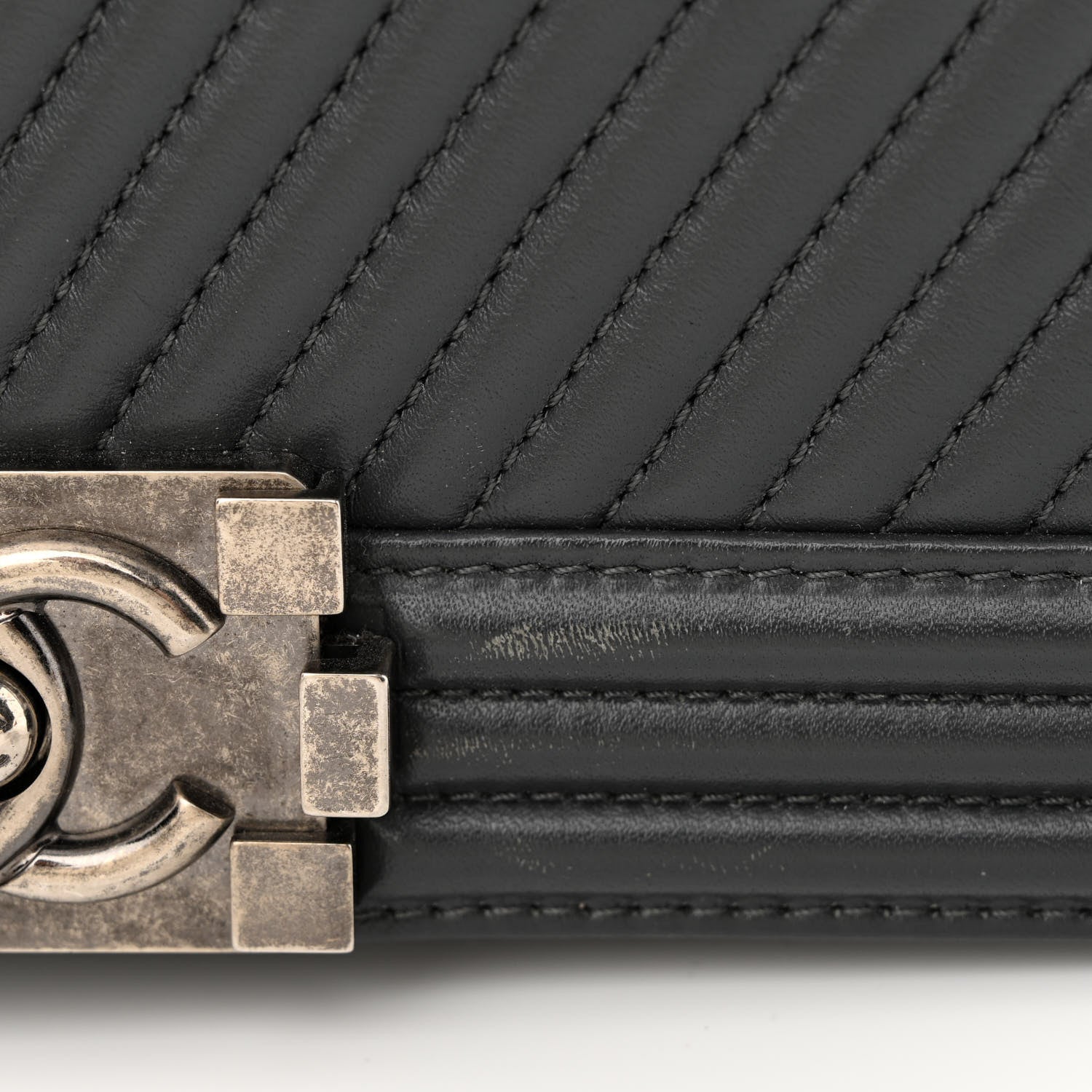Chanel Calfskin Chevron Quilted New Medium Boy Flap Dark Grey 14 of 15