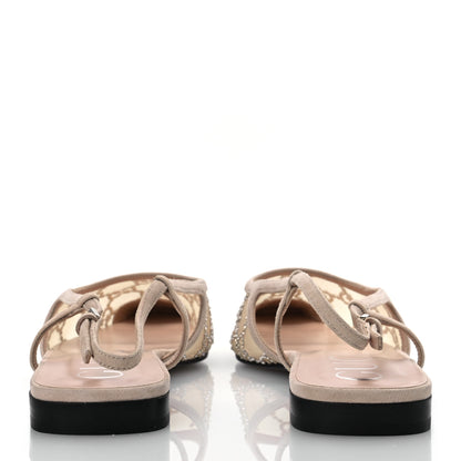 Gucci Suede Mesh Crystal GG Monogram Slingback Ballet Flats 40 Light Powder Skin Rose 6 of 12