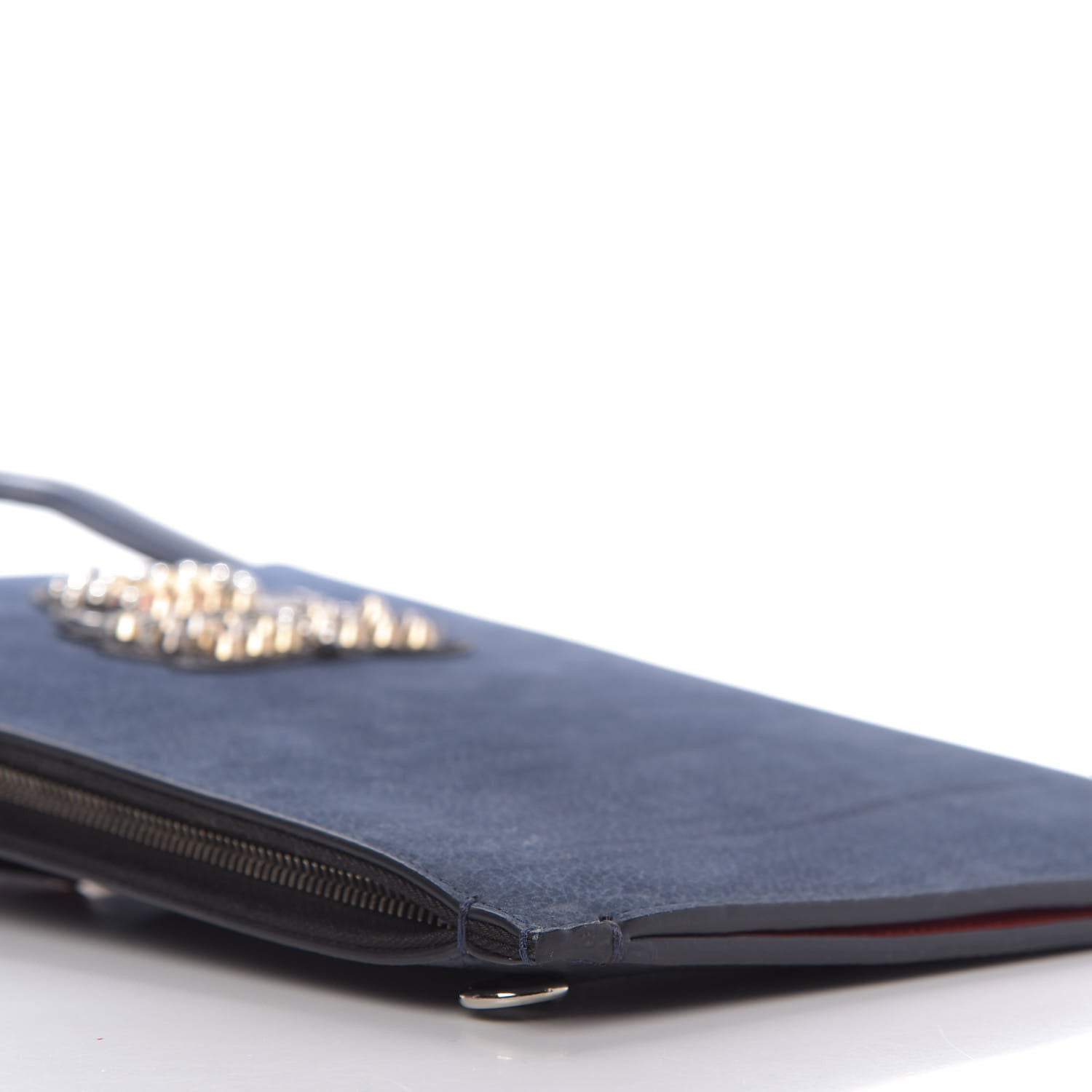 Christian Louboutin Calfskin Ecusson Clutch Bag Navy 6 of 8