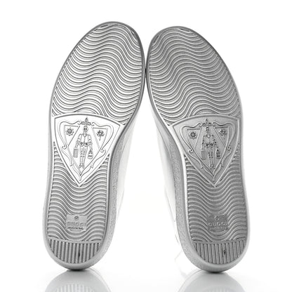 Gucci Metallic Nappa Interlocking G Perforated Mens Ace Sneakers 9 Silver 5 of 9
