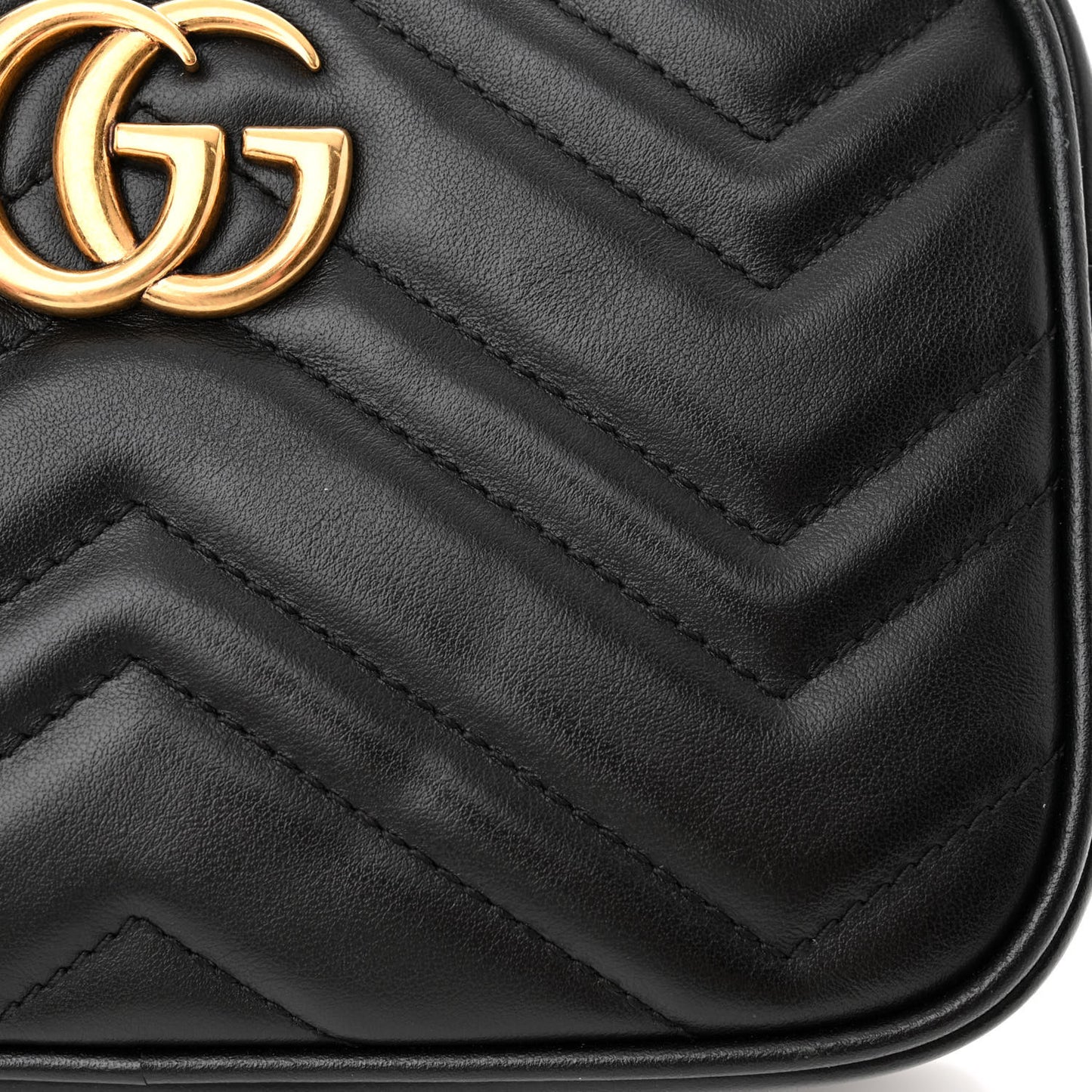 Calfskin Matelasse Mini GG Marmont Chain Shoulder Bag Black