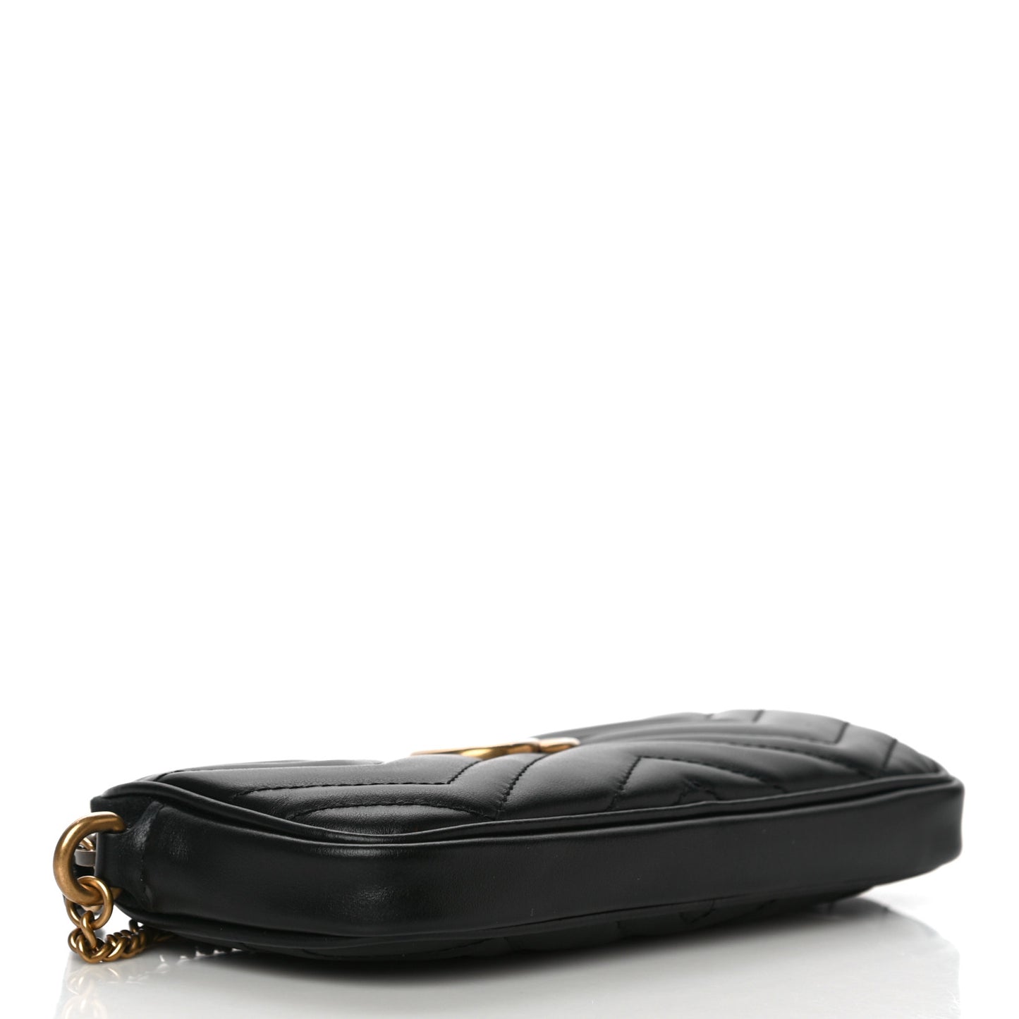 Calfskin Matelasse Mini GG Marmont Chain Crossbody Bag Black