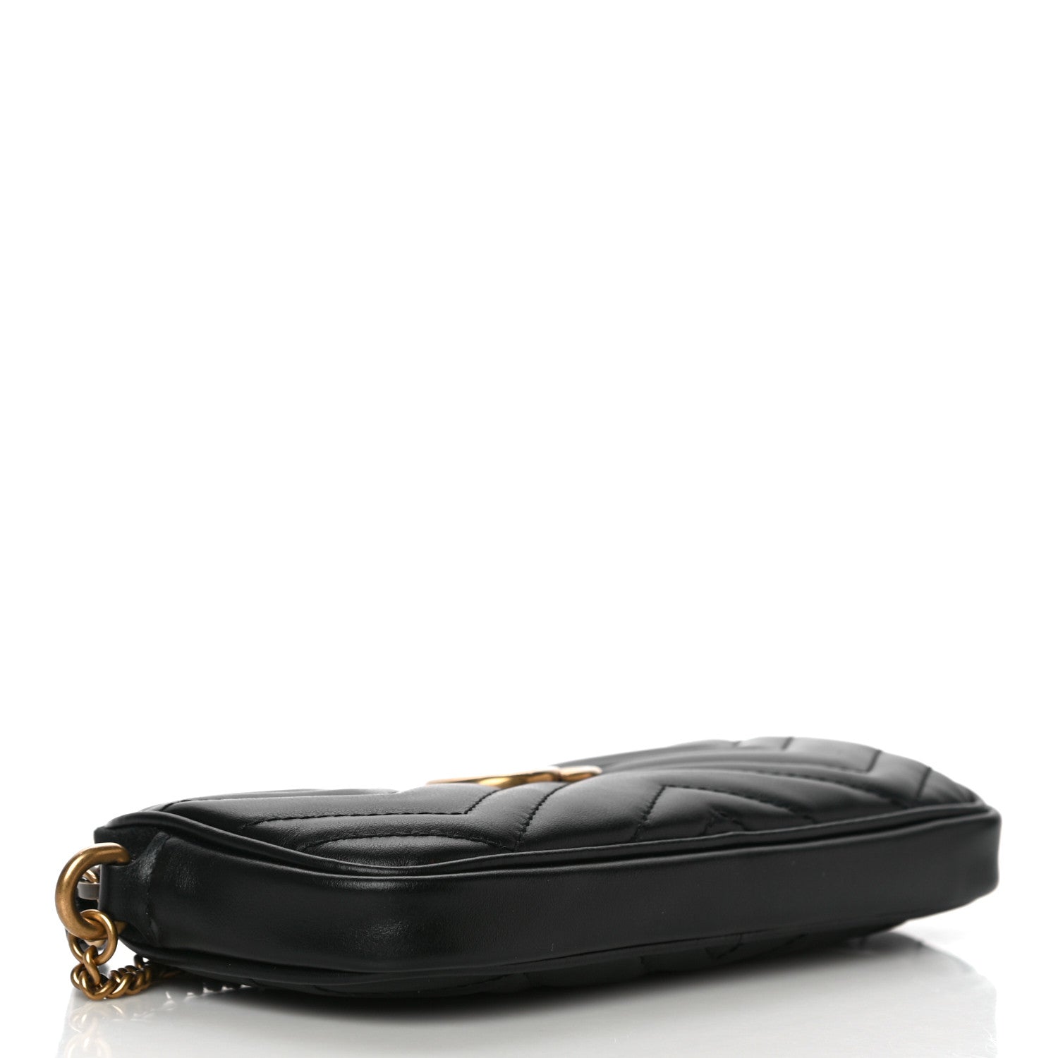 Gucci Calfskin Matelasse Mini GG Marmont Chain Crossbody Bag Black 4 of 12