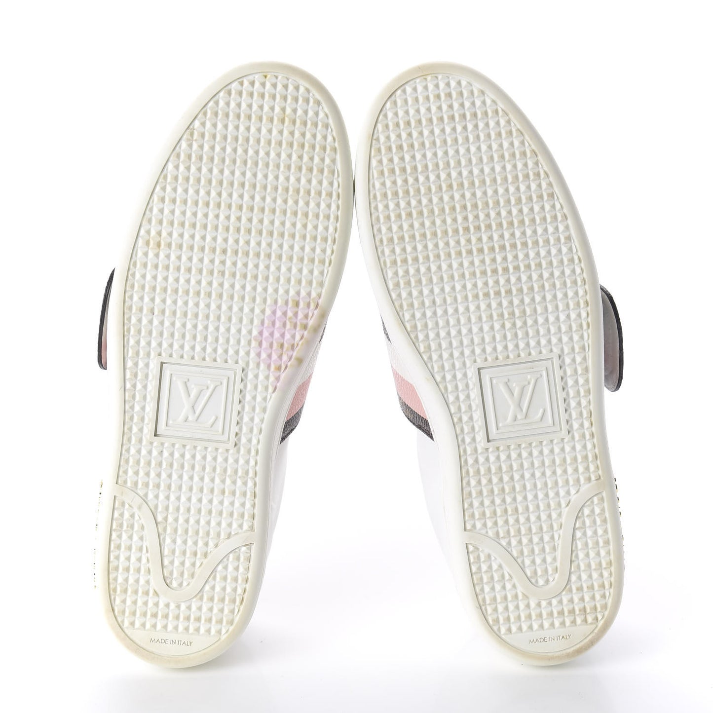 Calfskin Monogram Striped Frontrow Sneakers 39 White