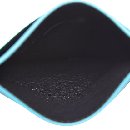 Balenciaga Metallic Goatskin Logo Everyday Multi Card Case Turquoise Black 5 of 9