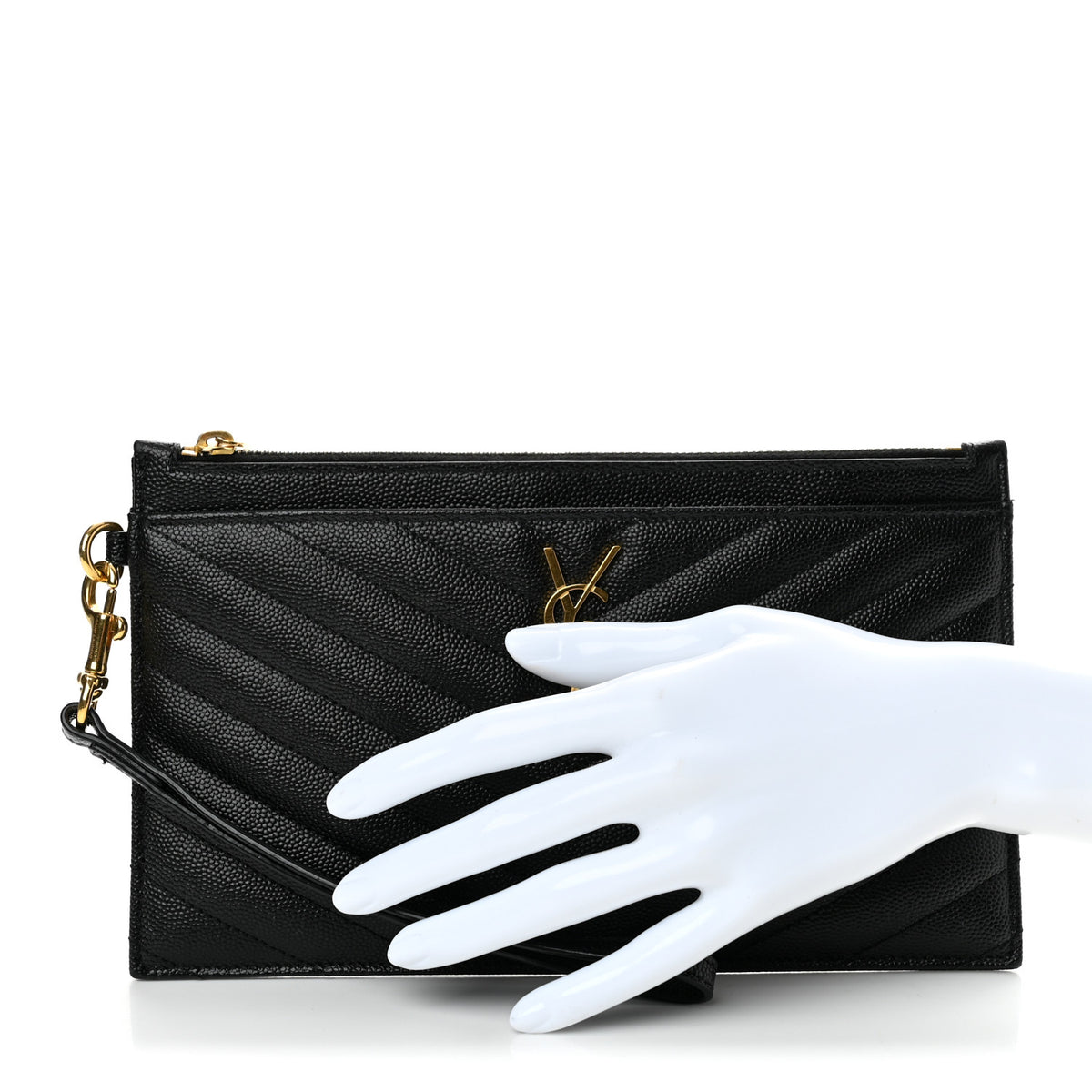 Grain De Poudre Chevron Monogram Large Bill Pouch Black