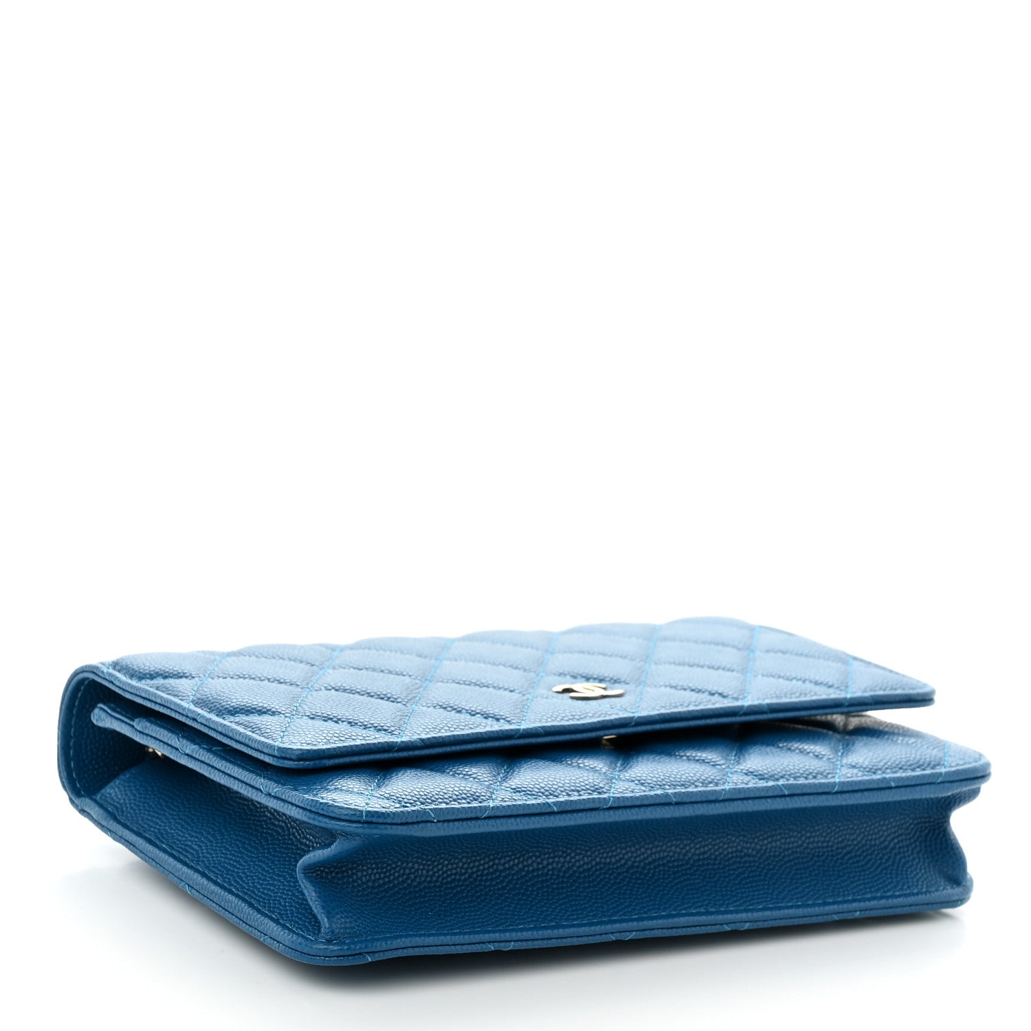 Chanel Caviar Quilted Wallet on Chain WOC Blue 4 of 12