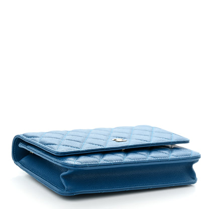 Chanel Caviar Quilted Wallet on Chain WOC Blue 4 of 12