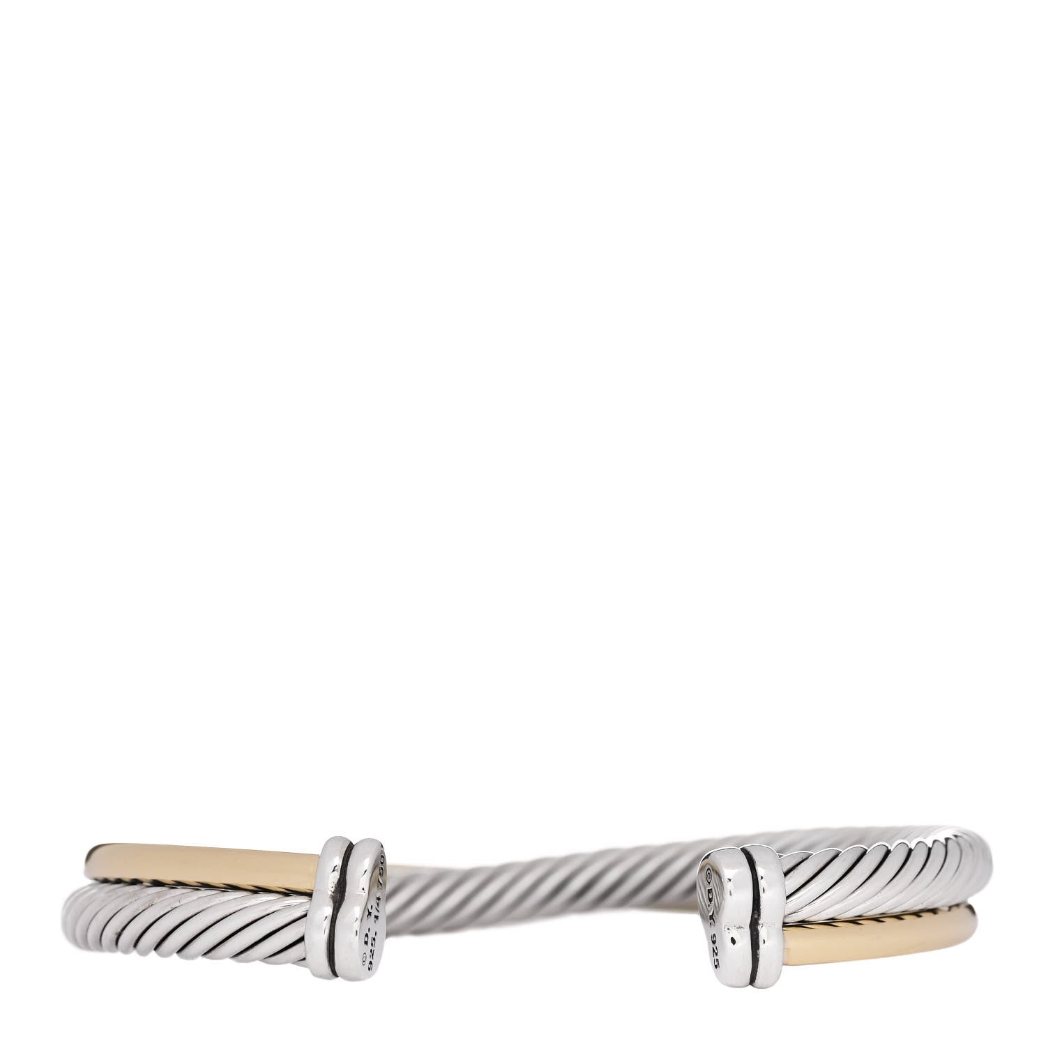 David Yurman Sterling Silver 18K Yellow Gold 5mm Crossover Cuff Bracelet 2 of 4