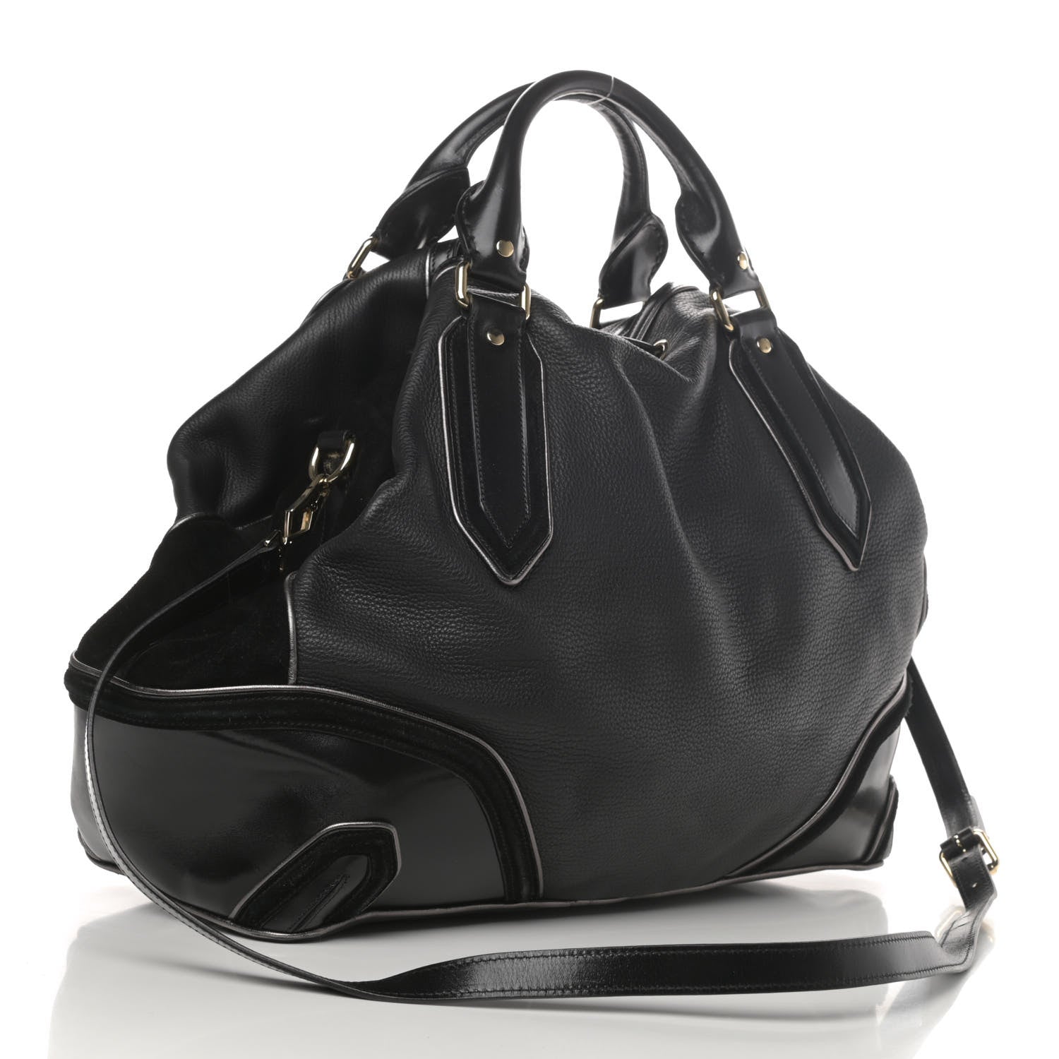 Burberry Prorsum Suede Earlsburn Mixed Media Tote Black 2 of 4