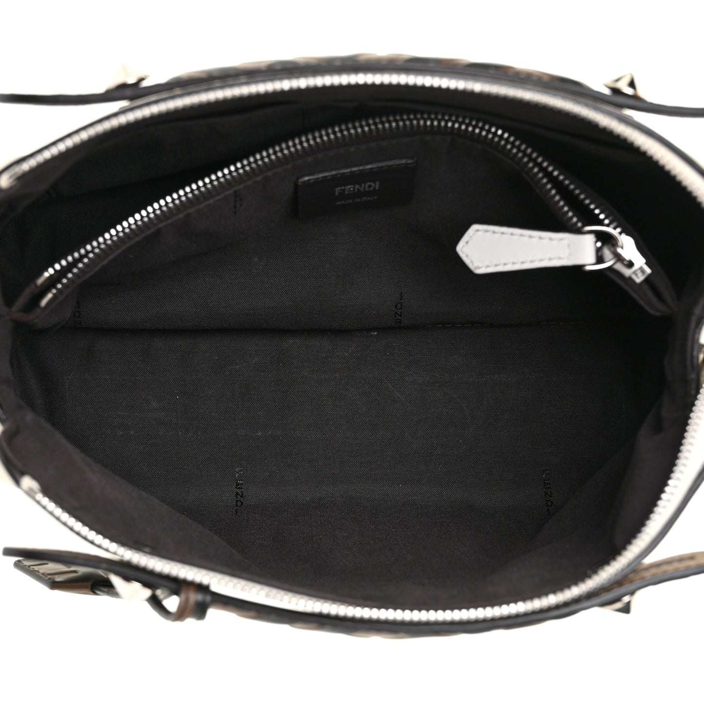 Vitello Dolce Bi-Color FF 1974 Embossed Medium By The Way Boston Bag White Ice Maya Black
