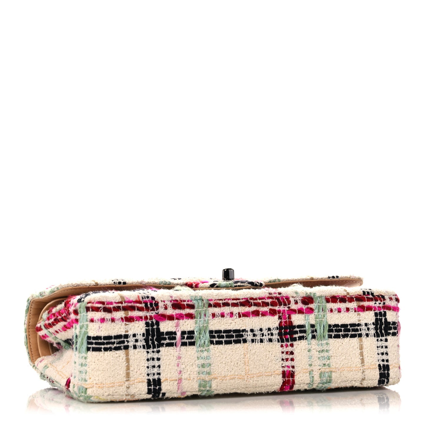 Tweed Quilted Medium Double Flap Beige Pink