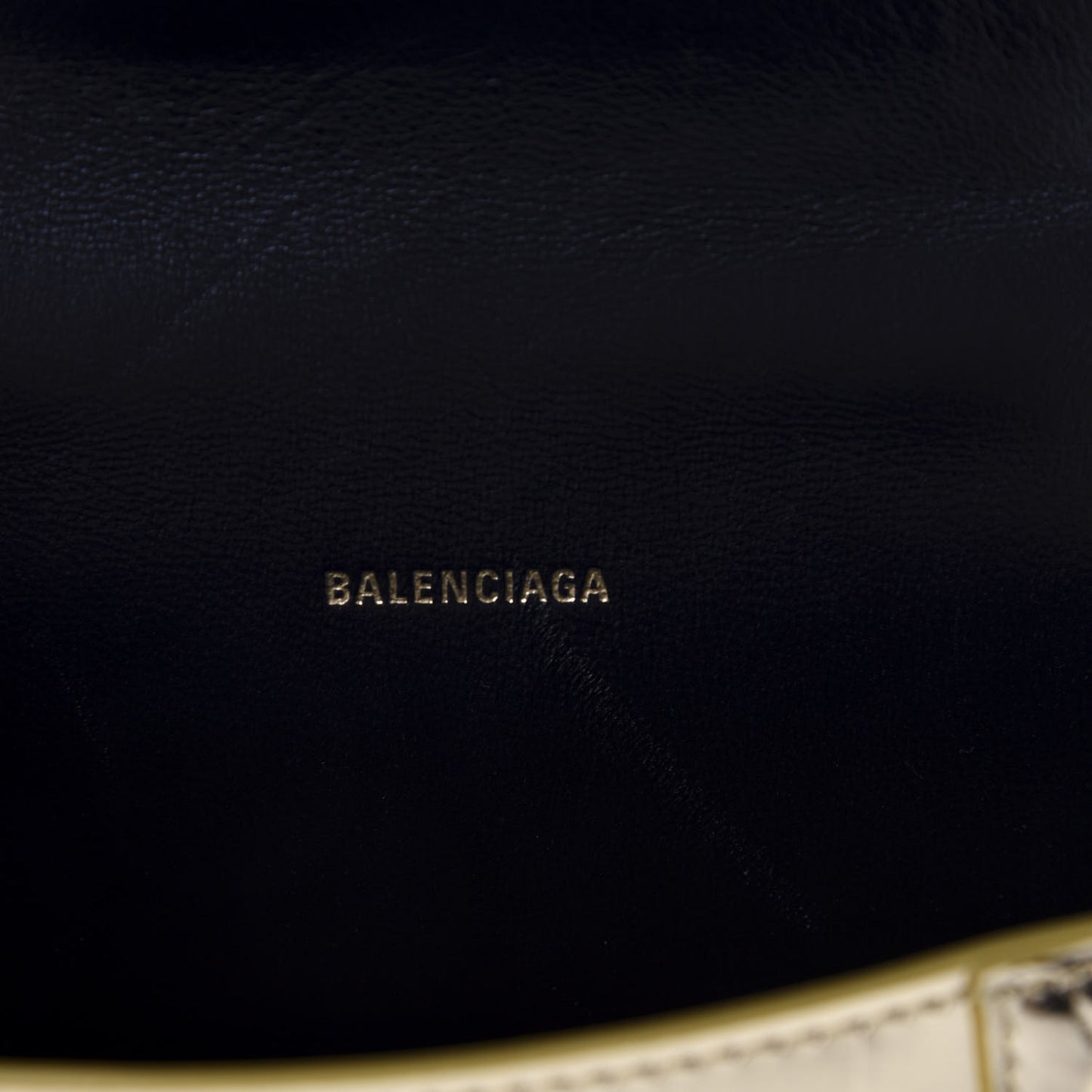 Metallic Calfskin Crocodile Embossed Hourglass Top Handle Bag XS Gold