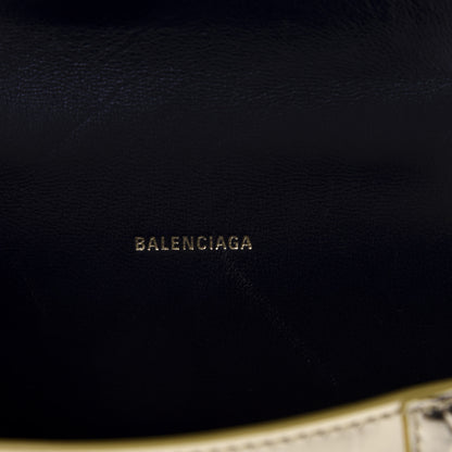 Balenciaga Metallic Calfskin Crocodile Embossed Hourglass Top Handle Bag XS Gold 8 of 9