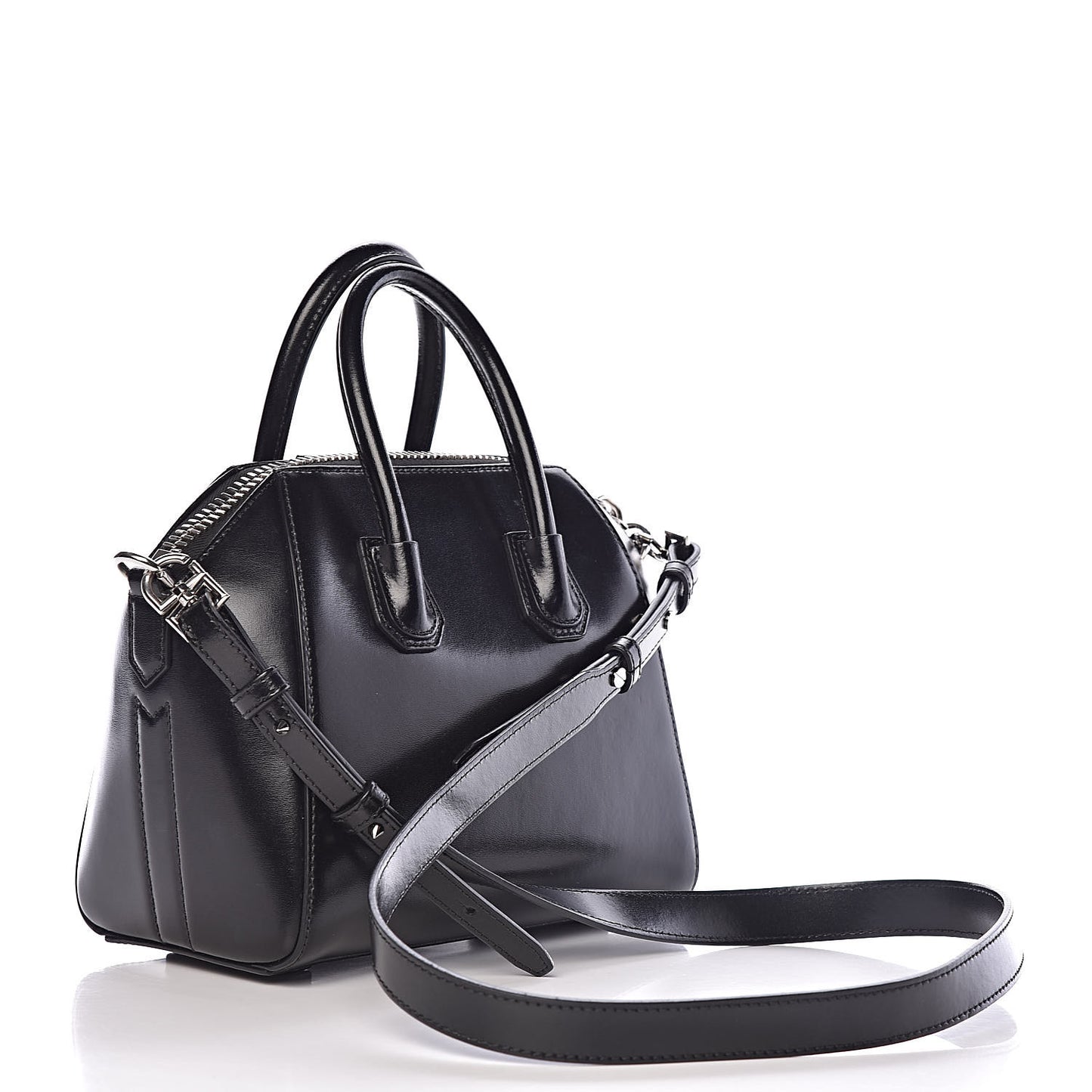 Shiny Lord Calfskin Mini Antigona Black