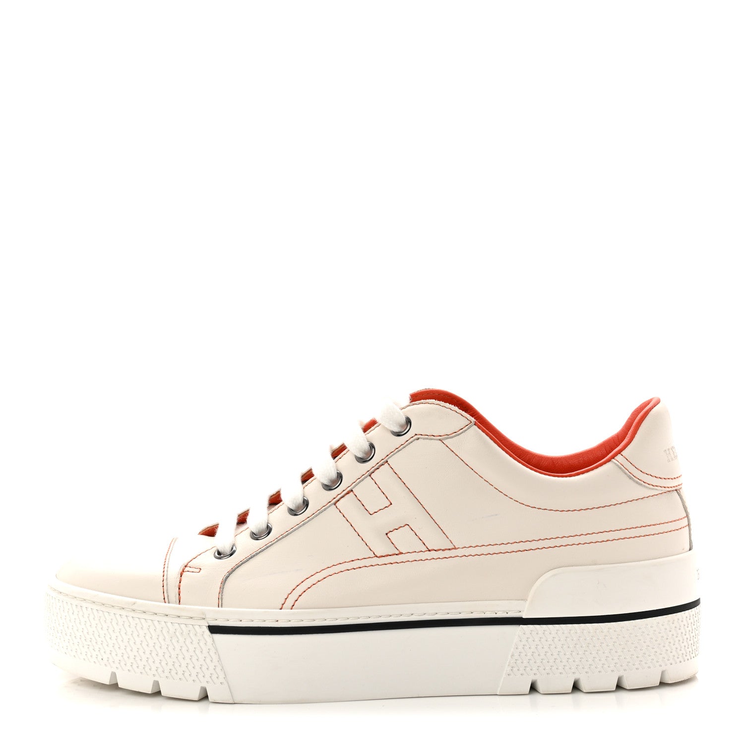 Hermes Calfskin Womens Voltage Sneakers 38 White Orange 1 of 10