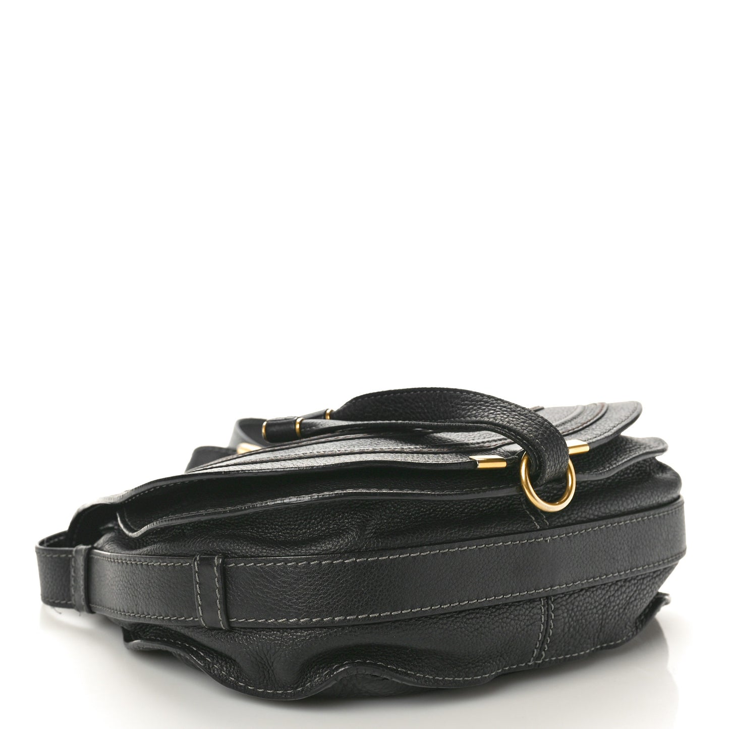 Calfskin Medium Marcie Round Crossbody Bag Black