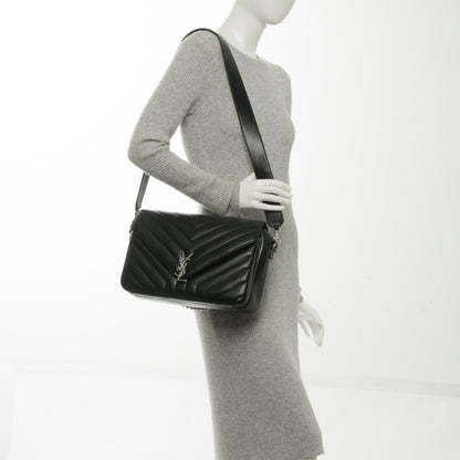 Saint Laurent Sheepskin Matelasse Large Monogram Slouchy Shoulder Bag Black 4 of 7