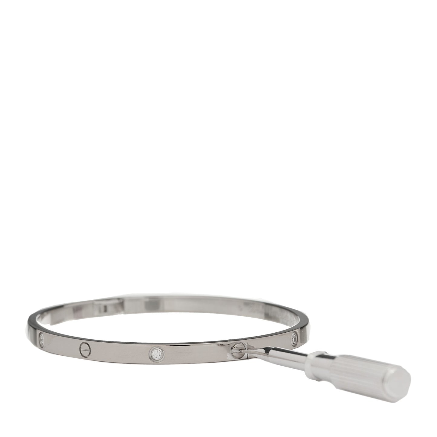 18K White Gold 6 Diamond Small LOVE Bracelet 17