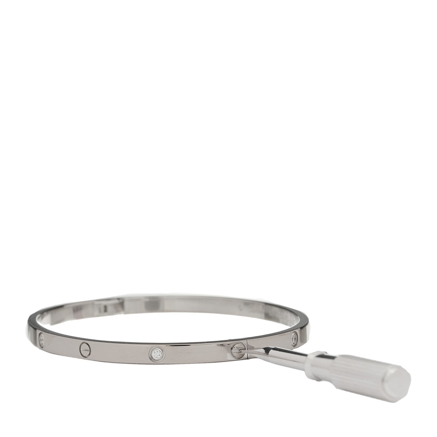 Cartier 18K White Gold 6 Diamond Small LOVE Bracelet 17 7 of 8