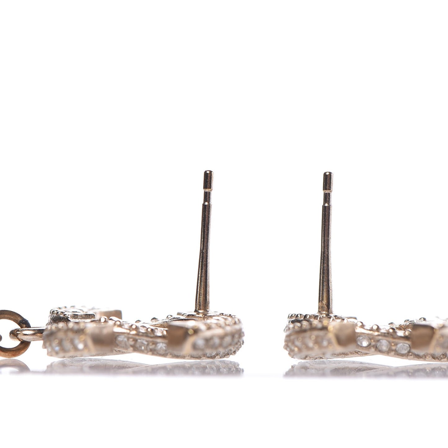 Crystal Pearl CC Drop Earrings Gold