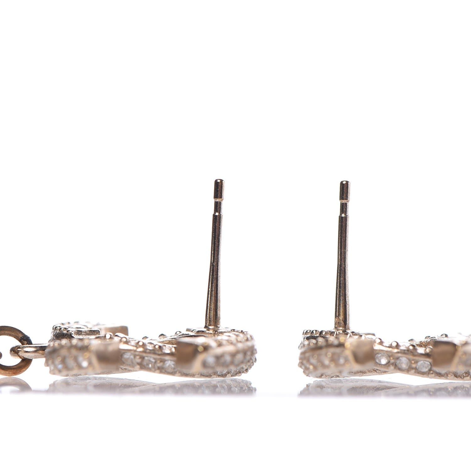 Chanel Crystal Pearl CC Drop Earrings Gold 4 of 6