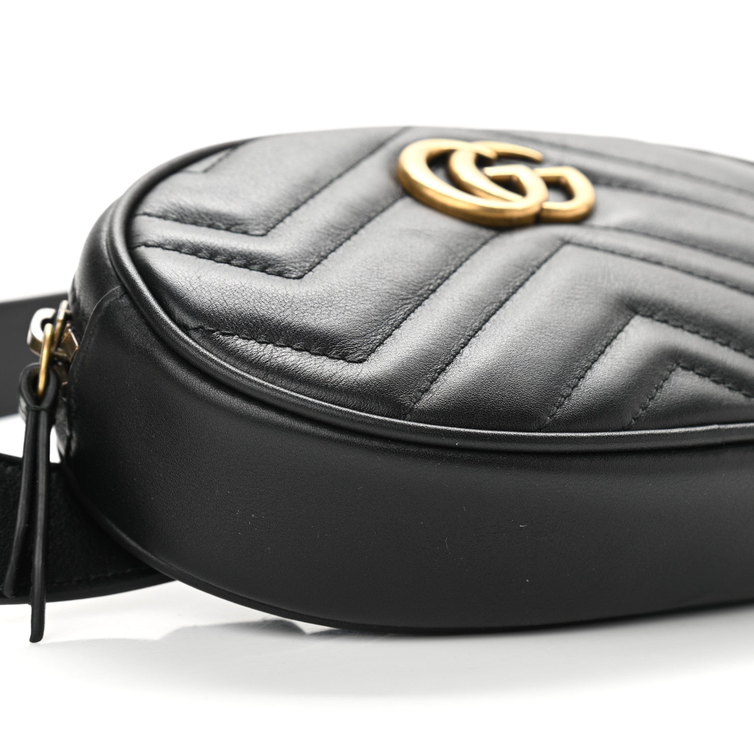 Gucci Calfskin Matelasse GG Marmont Belt Bag 85 34 Black 9 of 10