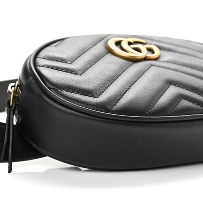 Gucci Calfskin Matelasse GG Marmont Belt Bag 85 34 Black 9 of 10