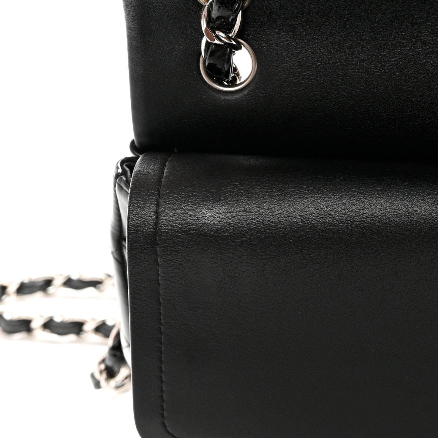 Patent Quilted Jumbo Double Flap Black