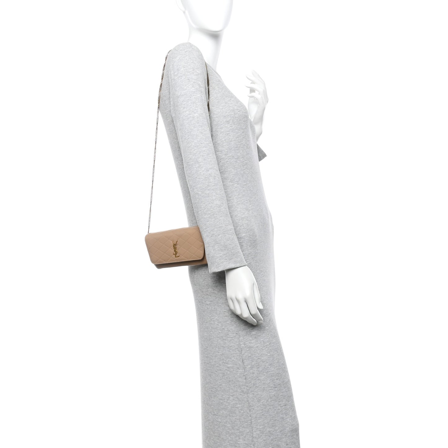 Lambskin Quilted Gaby Phone Holder Crossbody Dark Toffee