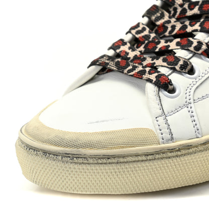 Saint Laurent Calfskin Distressed SL/37M High Top Sneakers 36.5 White 8 of 19