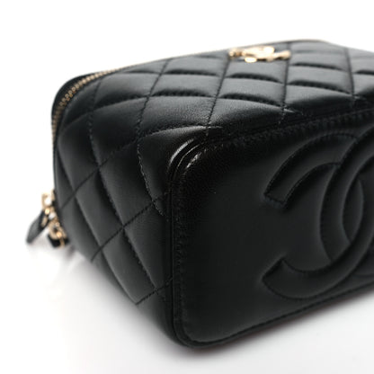 Chanel Lambskin Quilted Small Charming Top Handle Vanity Case With Chain Black 9 of 10