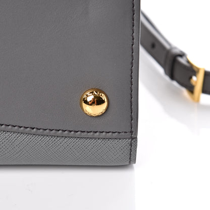 Prada Saffiano City Calfskin Small Bibliotheque Top Handle Mercurio Talco 13 of 13