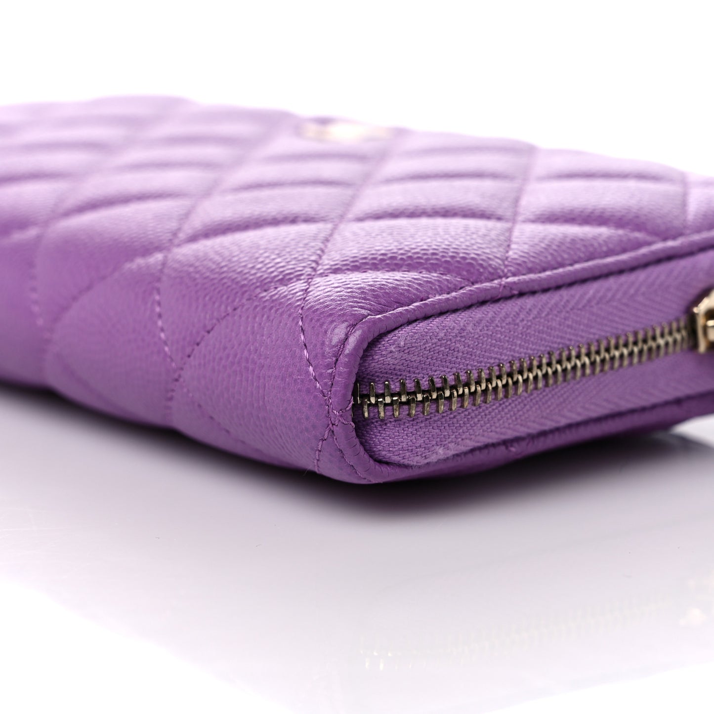 Caviar Quilted Large Gusset Zip Around Wallet Purple