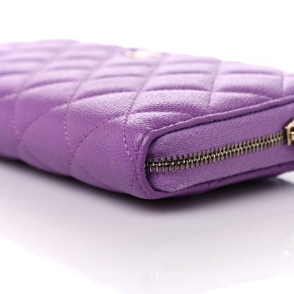 Chanel Caviar Quilted Large Gusset Zip Around Wallet Purple 11 of 14