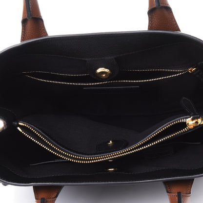 Burberry Grainy Calfskin House Check Two Tone Medium Banner Tote Black Brown 4 of 4