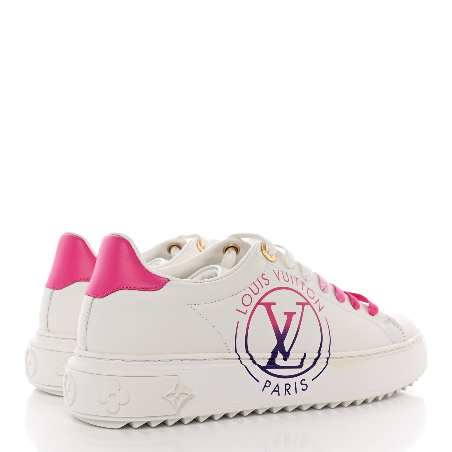 Monogram Time Out Sneakers 37 White Pink